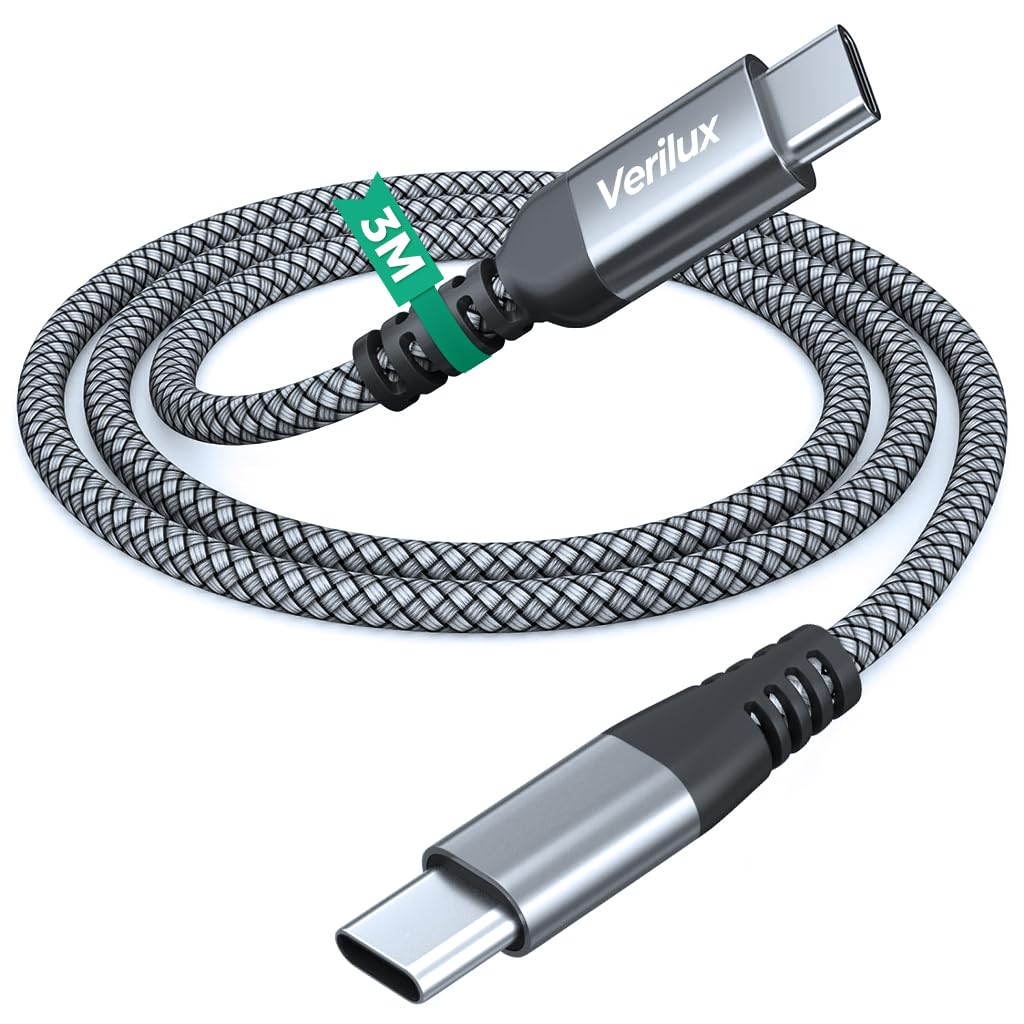 Verilux Type C Charging Cable for Phone PD 60W Fast Charging Type C Cable 10ft Long Type C to Type C Cable Data Cable Phone Charging Cable Long Braided Nylon Type C Cable for Phone, Tablet Verilux Type C Charging Cable for Phone PD 60W Fast Charging Type C Cable 10ft Long Type C to Type C Cable Data Cable Phone Charging Cable Long Braided Nylon Type C Cable for Phone, Tablet